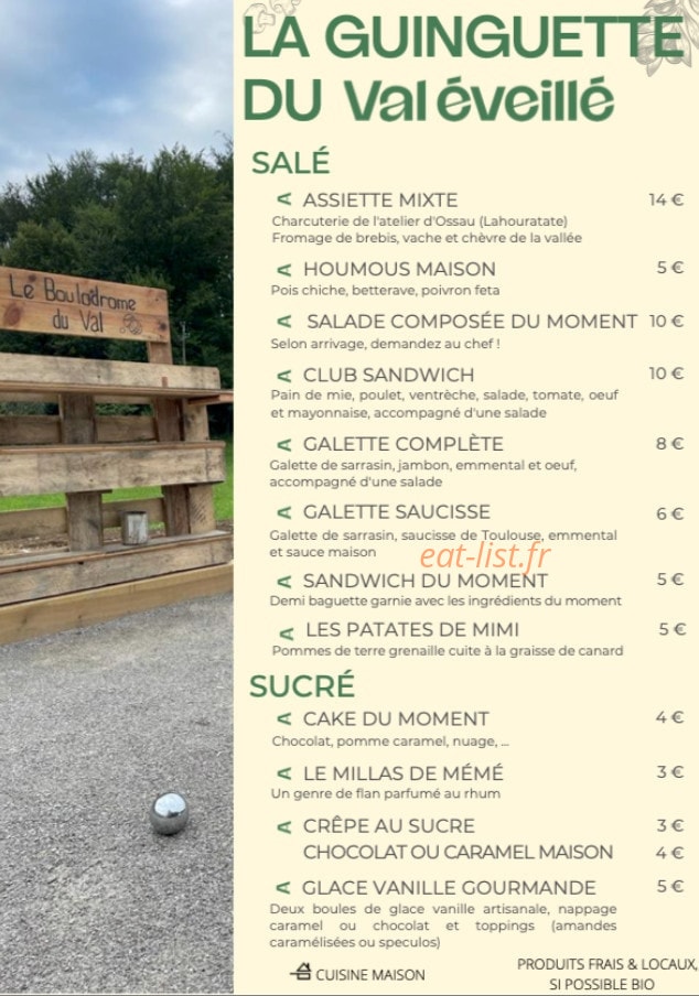 La Guinguette du Val Éveillé — carte page 1