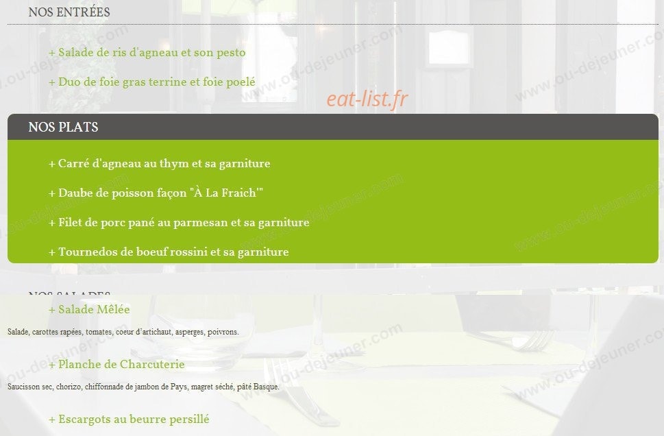 A La Fraich — carte page 3
