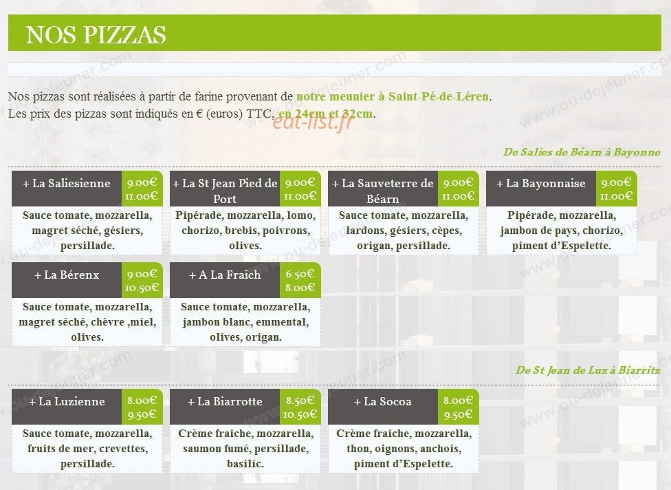 A La Fraich — carte page 1