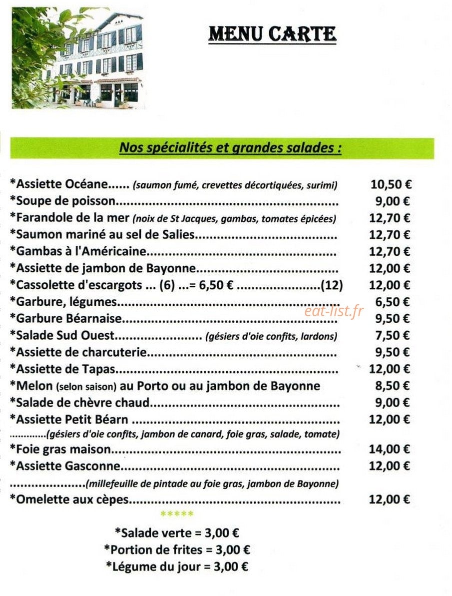 Au Petit Béarn — carte page 2
