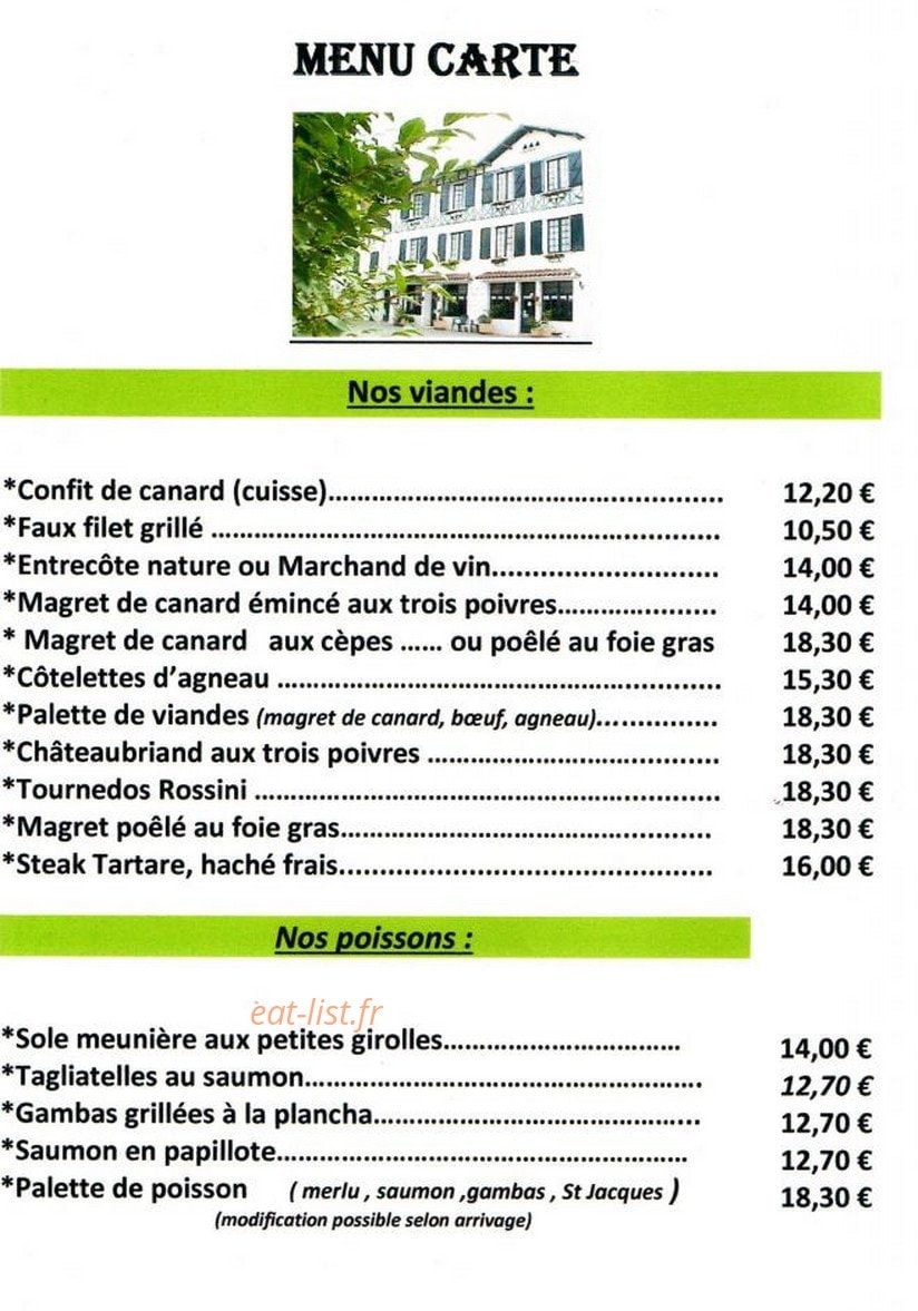 Au Petit Béarn — carte page 1