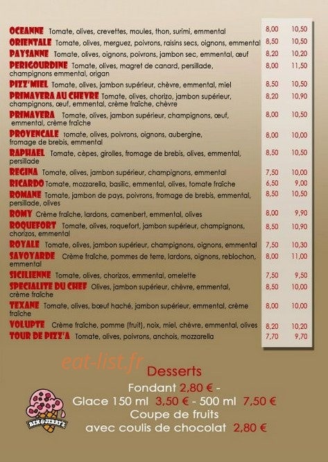 La Tour de Pizz'a — carte page 3