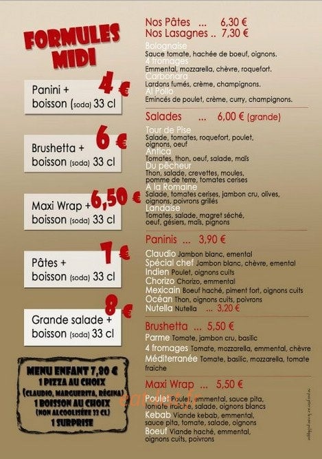 La Tour de Pizz'a — carte page 4