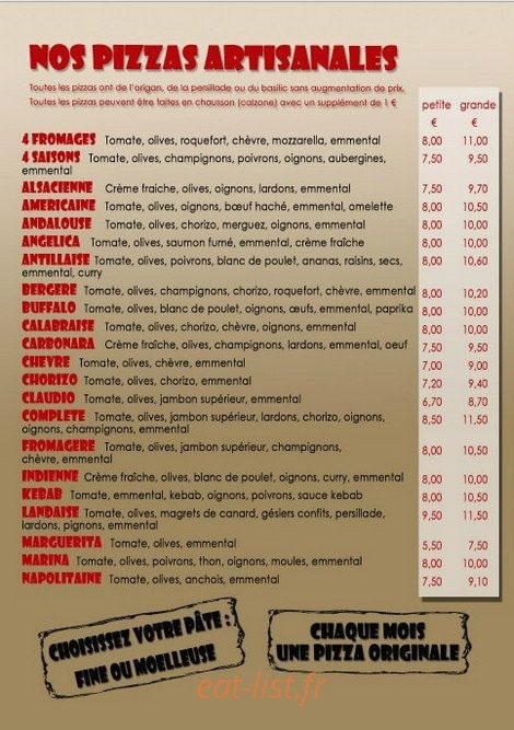 La Tour de Pizz'a — carte page 2