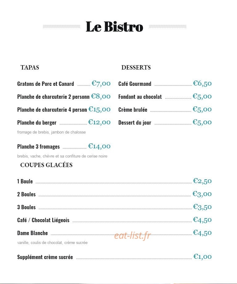Le Chalet — carte page 4