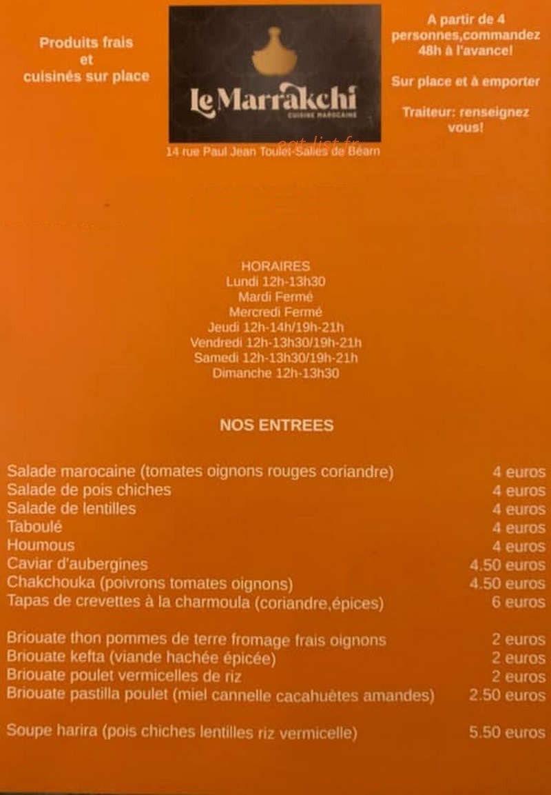 Le Marrakchi — carte page 1
