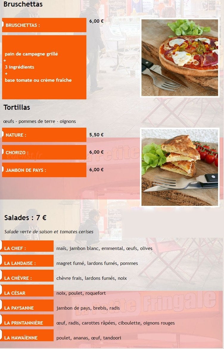 La Petite Fringale — carte page 4