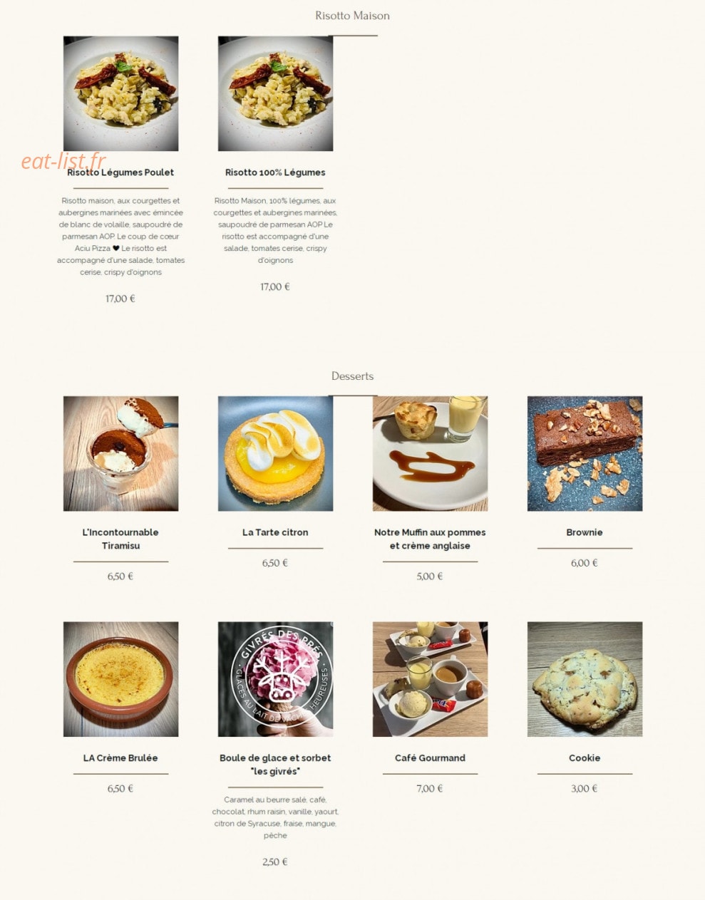 Aciu Pizza — carte page 3
