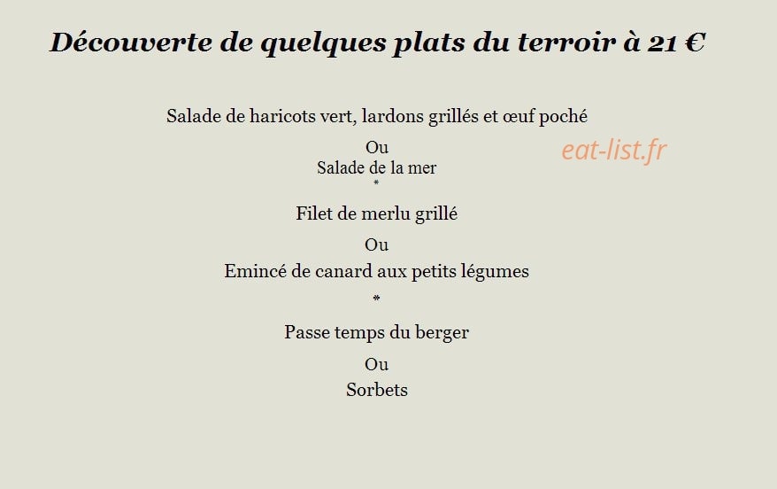 Auberge Saint Loup — carte page 1