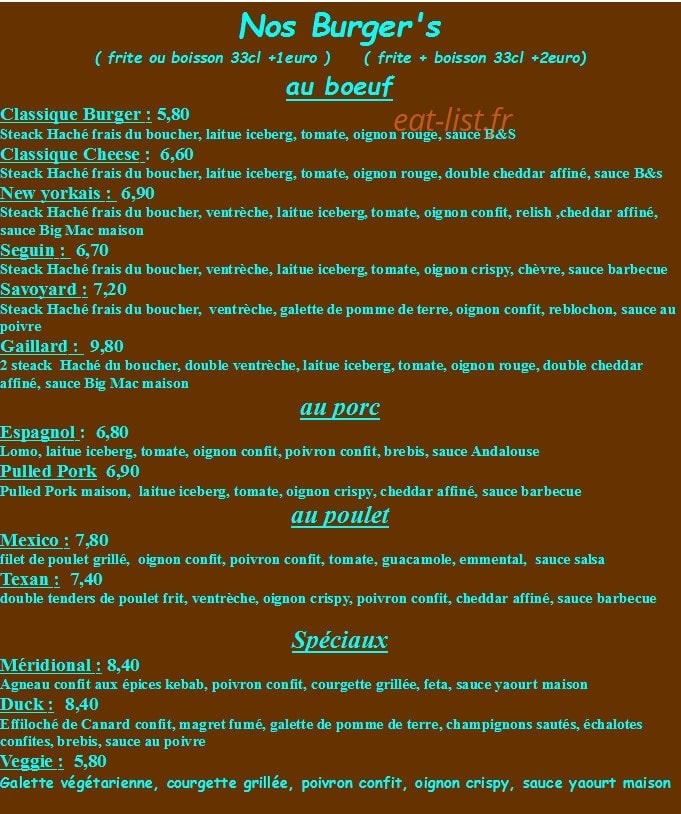 Burger's & Soul Food — carte page 1