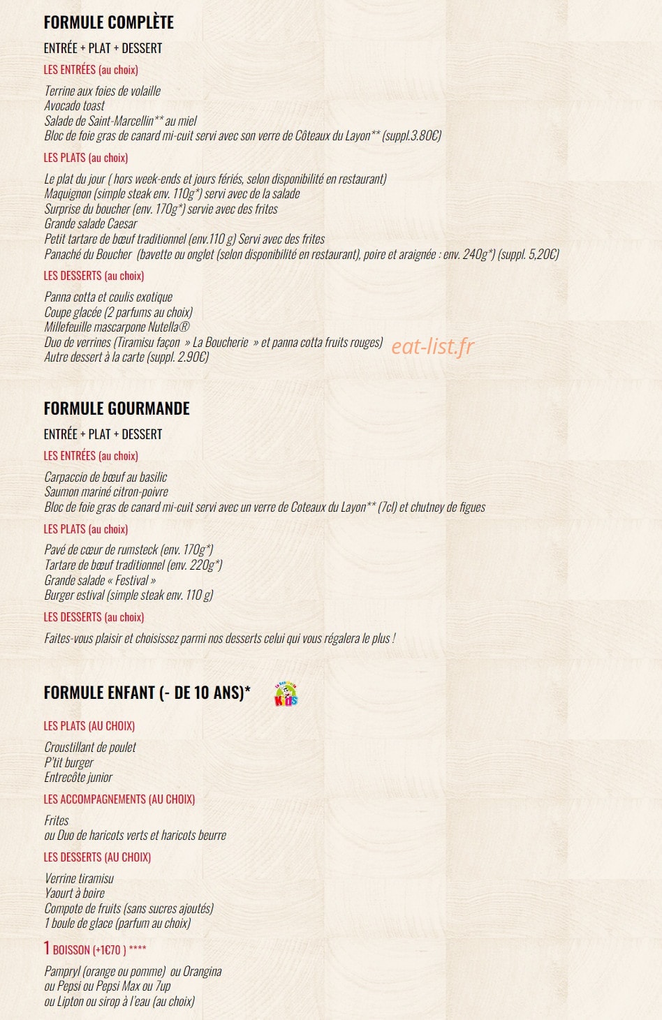 La Boucherie — carte page 10