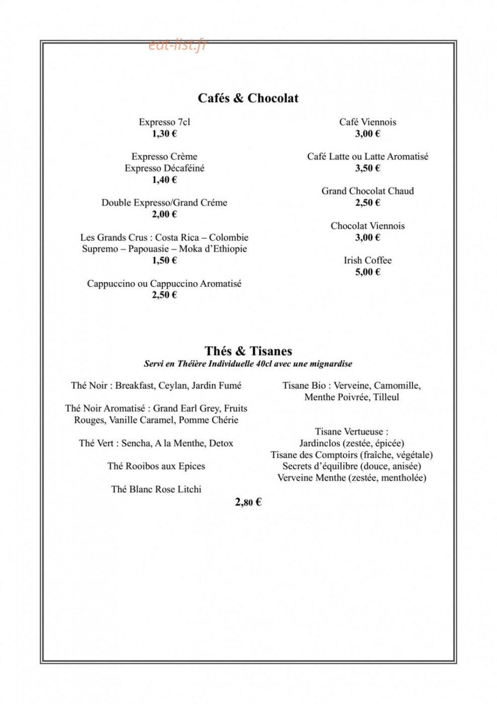 Le Bistro d'Albret — carte page 7