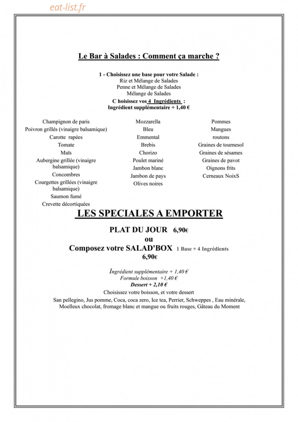 Le Bistro d'Albret — carte page 3