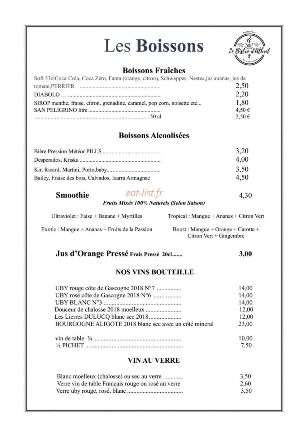 Le Bistro d'Albret — carte page 6