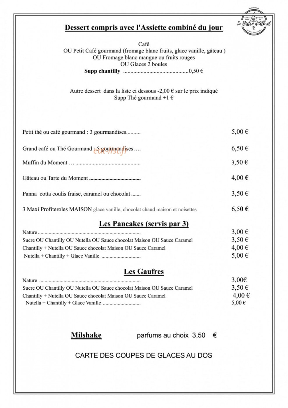 Le Bistro d'Albret — carte page 4