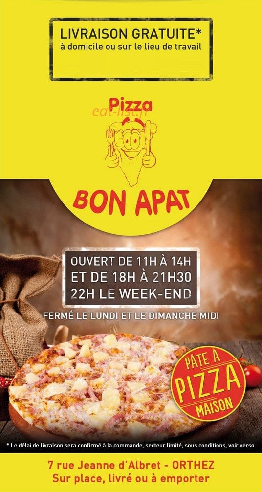 Pizza Bon Apat — carte page 1