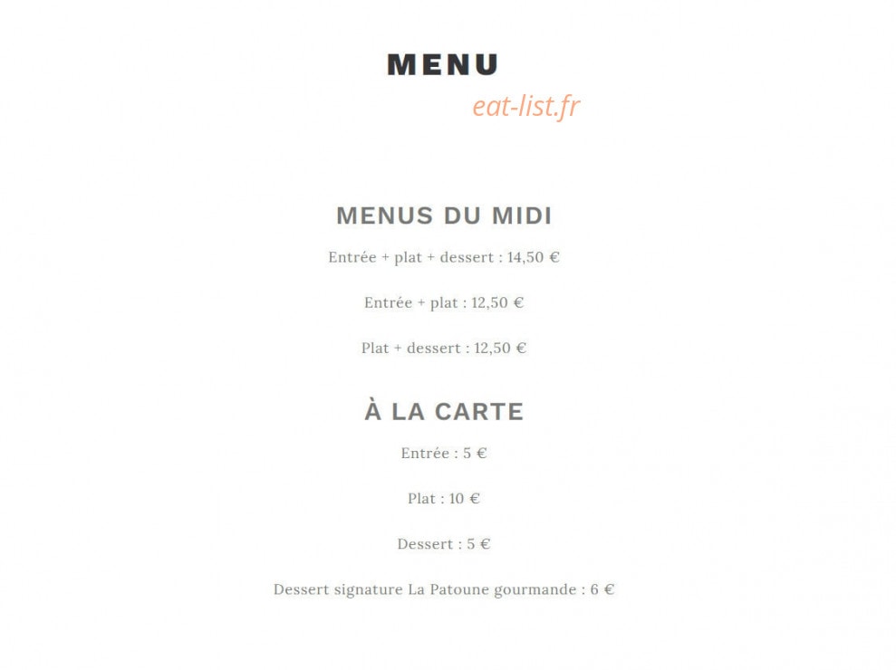Ronron et Gourmandises — carte page 1