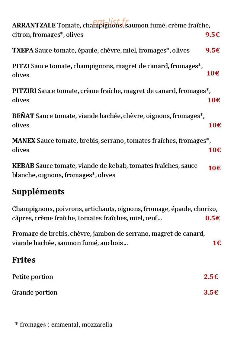 Pizza Gorri — carte page 2