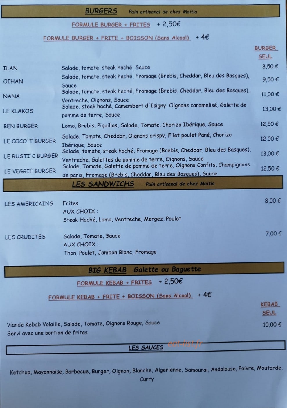 Pizza Nana — carte page 2