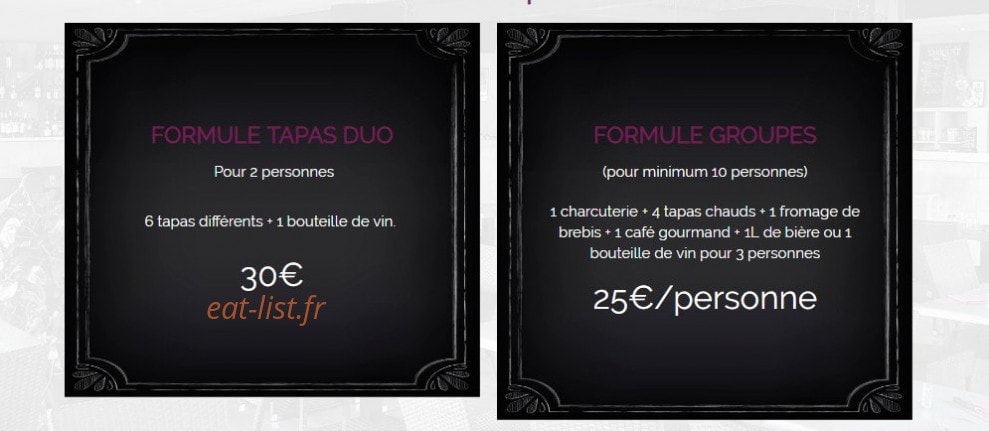 Carte et menu de La Brasserie Du Hameau à Bizanos — Formules tapas