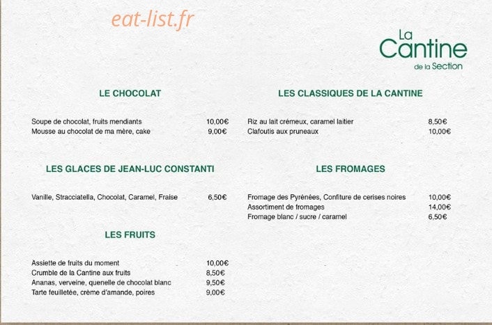 La Cantine de la Section — carte page 3