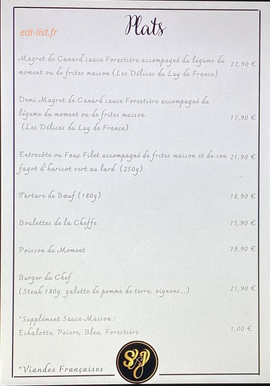 Chez Les Boulettes — carte page 1