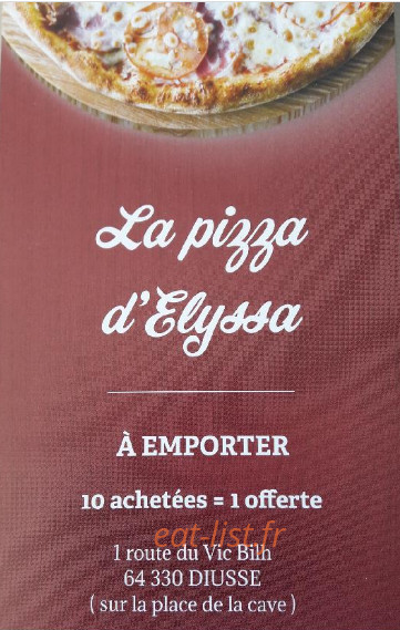 La pizza d'Elyssa — carte page 1