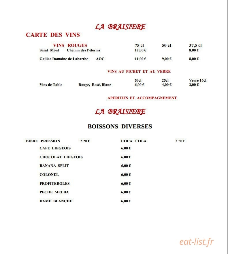 La Braisiere — carte page 4