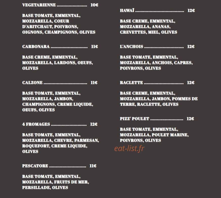 Le Pizz'Poulet — carte page 2