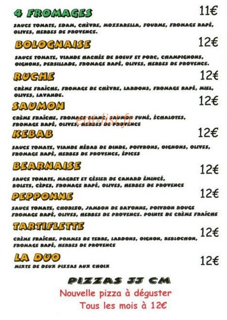 Magic Pizza — carte page 2