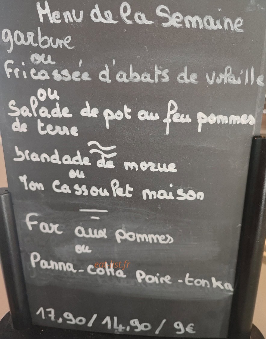 Restaurant du parc — carte page 1