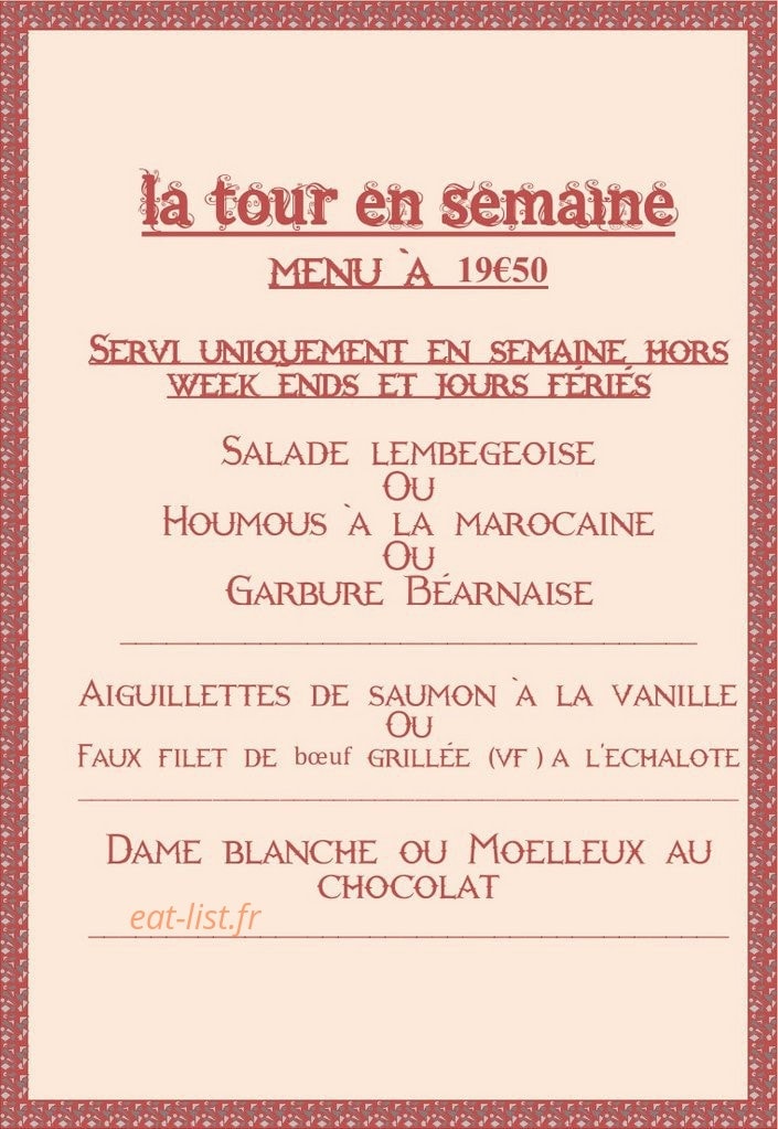 Restaurant de la Tour — carte page 3