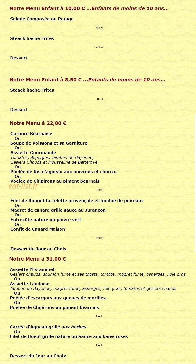 L'Estaminet — carte page 2