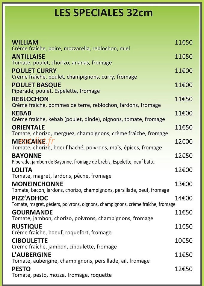 Pizz'adhoc — carte page 2