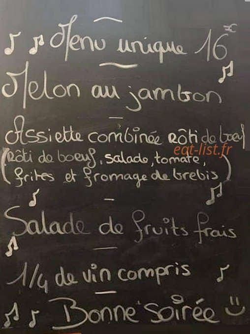 Restaurant des voyageurs — carte page 1