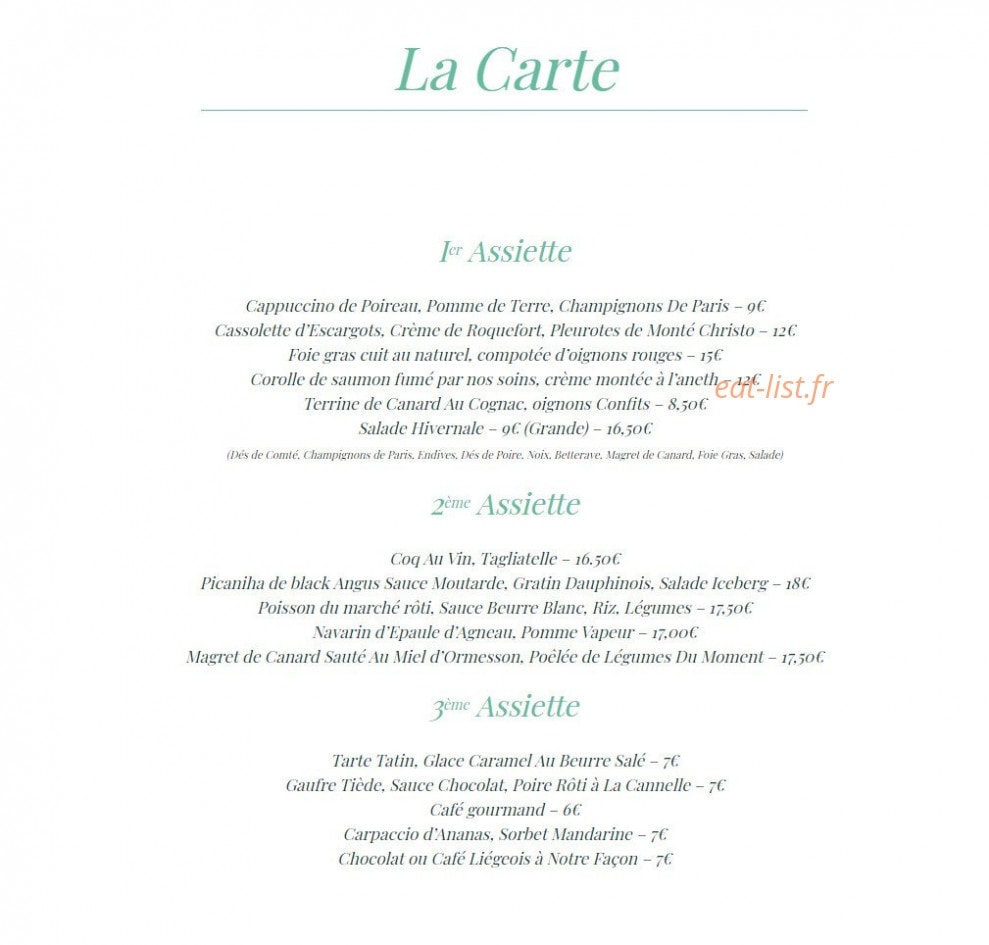 Le restaurant du golf — carte page 1