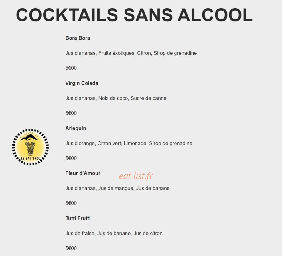 Le Bar'Thou — carte page 6