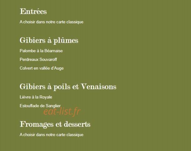 La Maison d'Antan — carte page 3
