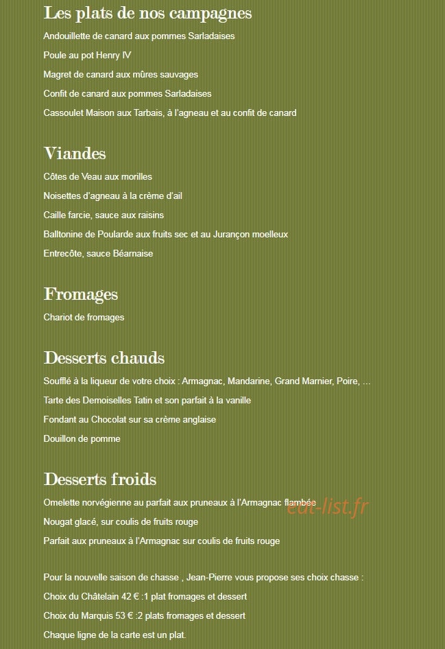 La Maison d'Antan — carte page 2