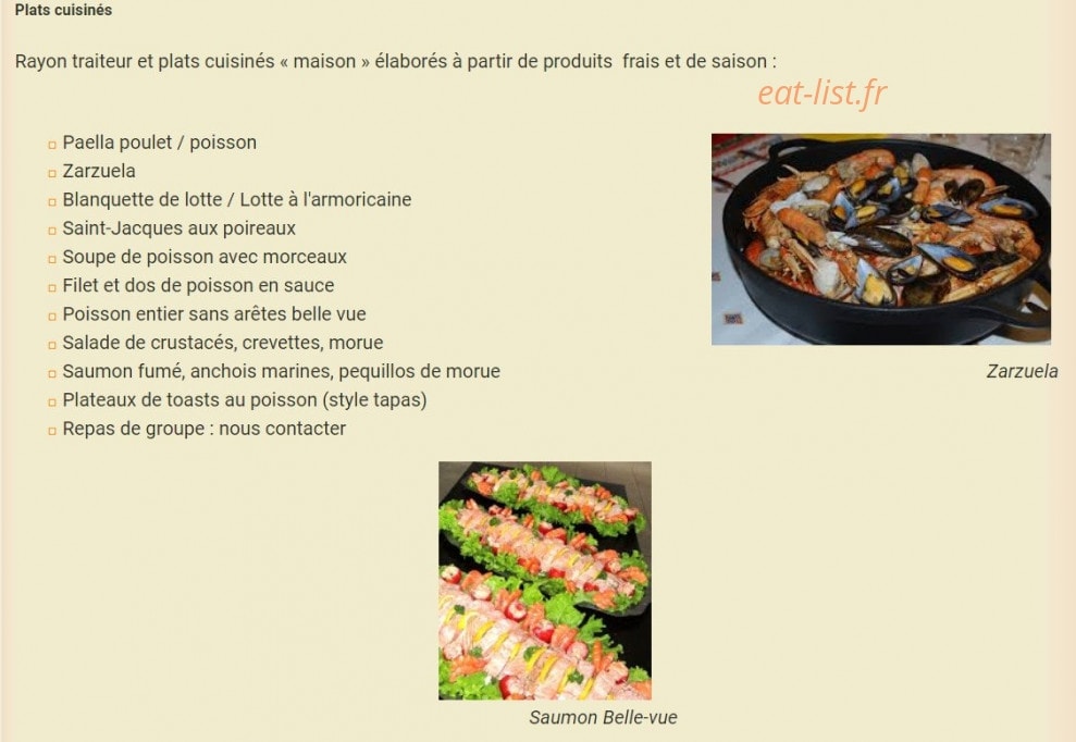 Carte et menu de La poissonnerie à Arzacq Arraziguet — Les plats cuisinés