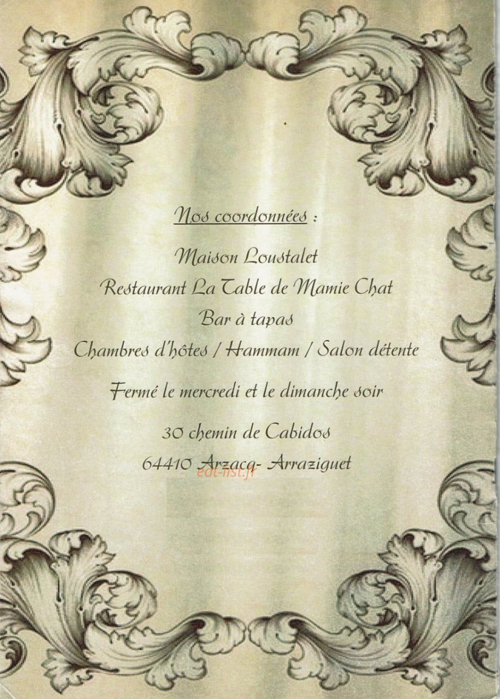 La table de Mamie chat — carte page 8