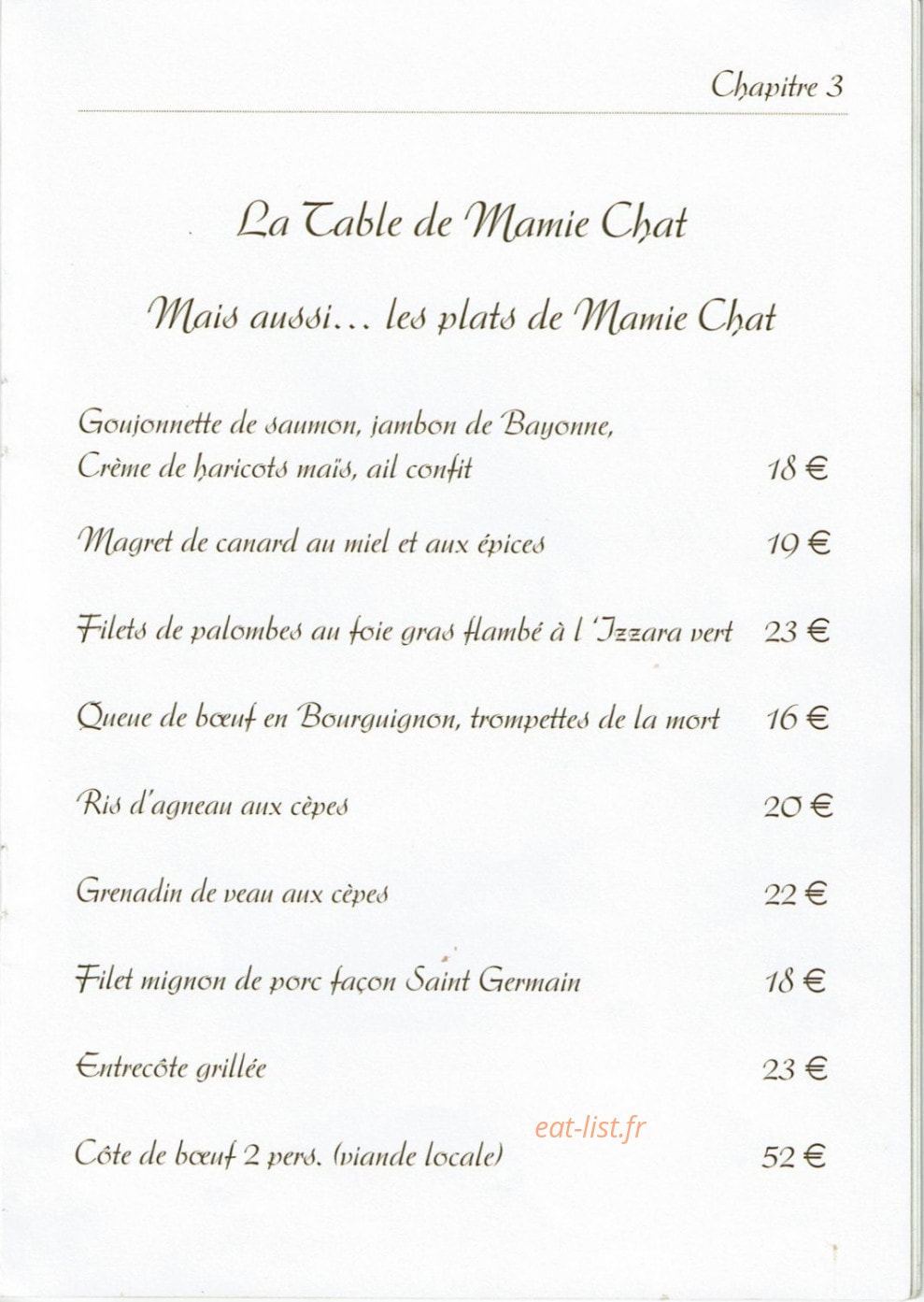 La table de Mamie chat — carte page 3