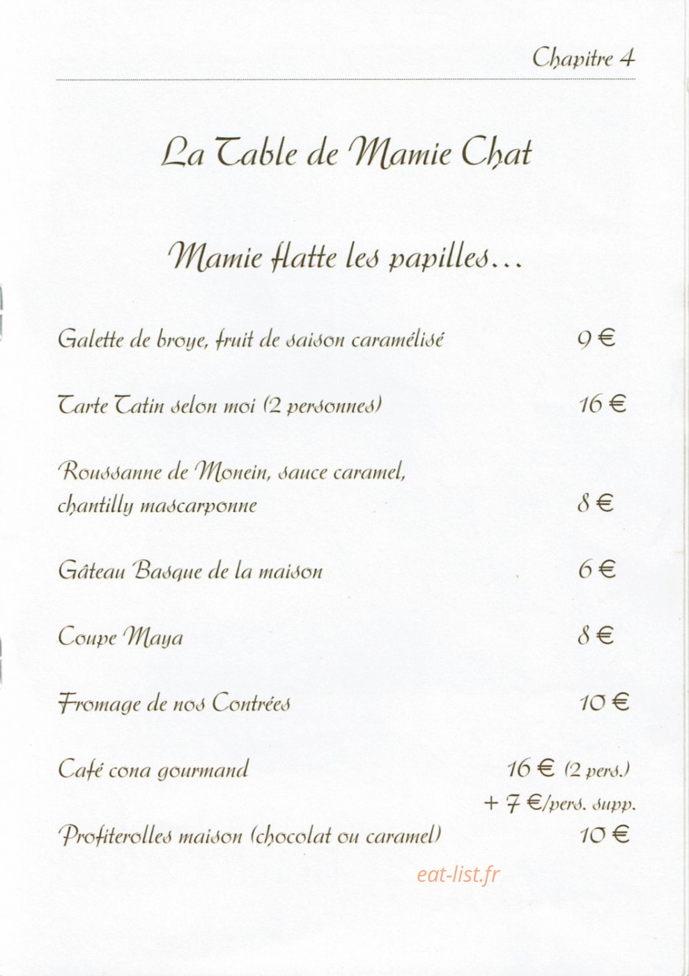 La table de Mamie chat — carte page 4