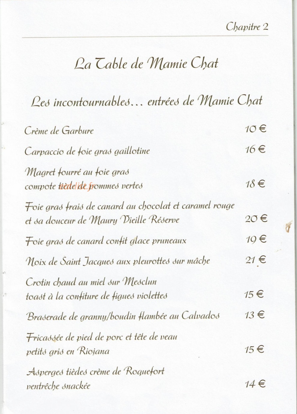 La table de Mamie chat — carte page 2