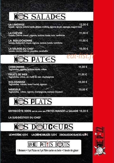 One pizz — carte page 2