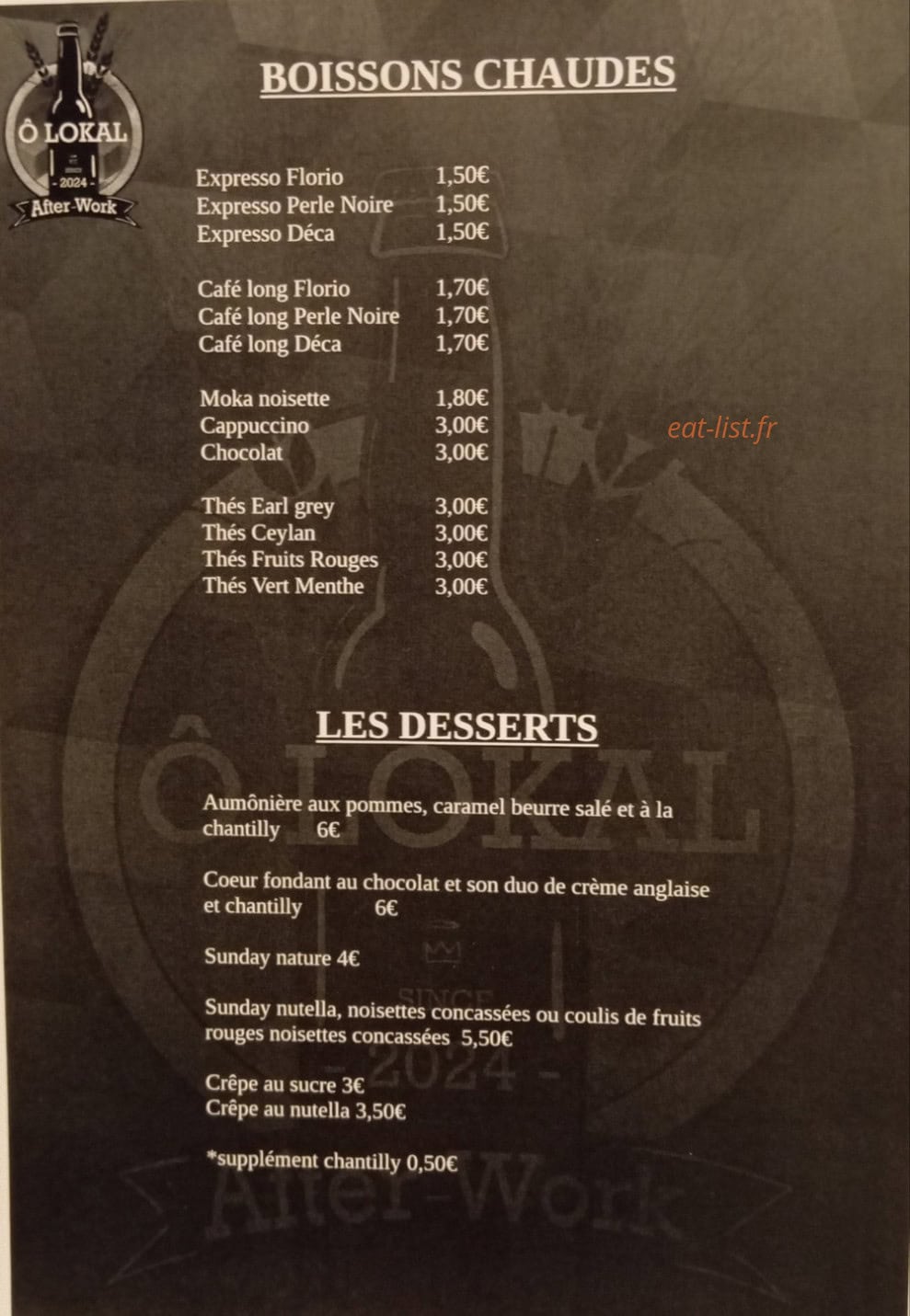Ô Lokal — carte page 3