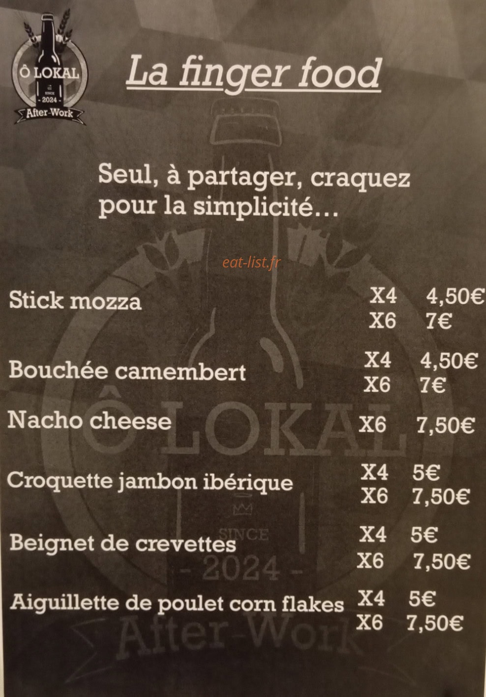 Ô Lokal — carte page 2