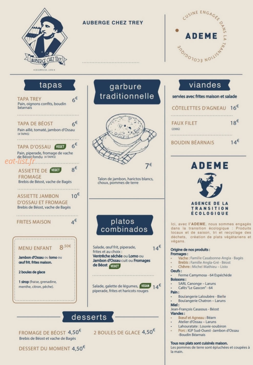 Chez Trey — carte page 1