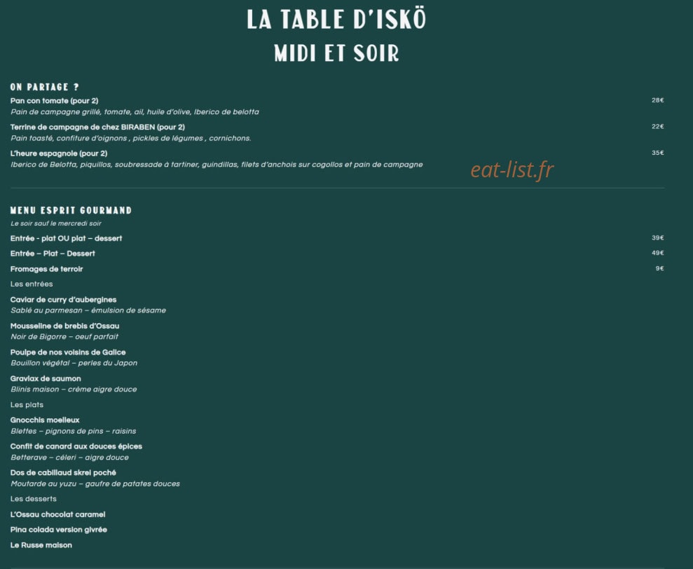 La Table d'Iskö — carte page 1