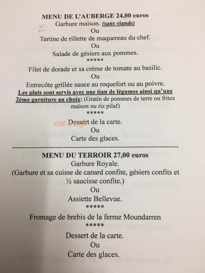 Auberge Bellevue — carte page 2